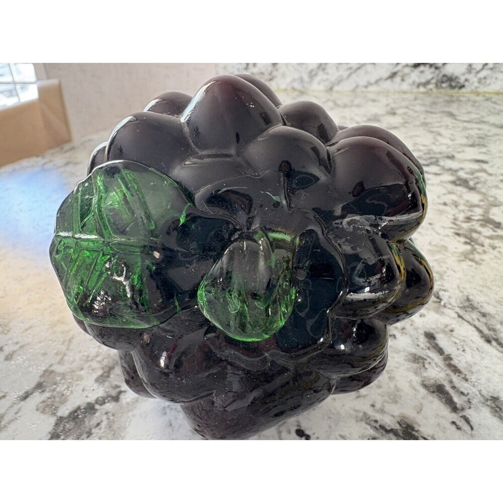 Vintage Blown Art Glass Grape Cluster 6” Purple Artificial Fruit Centerpiece - Picture 3 of 5